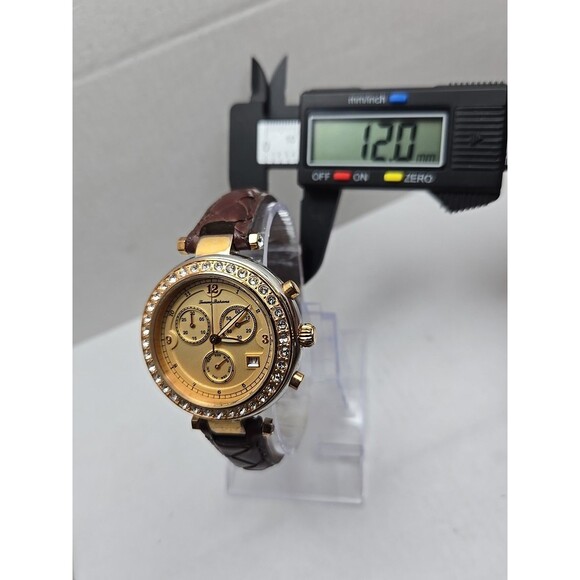 Tommy Bahama Womens Swiss Quartz Crystal Bezel Brown Leather Watch New Battery - Picture 6 of 13